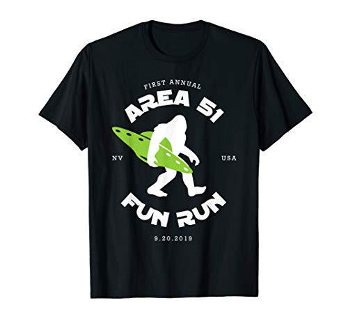 Area 51 Fun Run Bigfoot UFO Funny Alien Event Gear T-Shirt