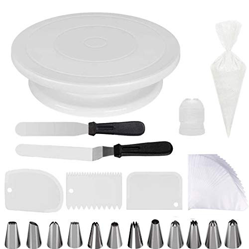 Cake Decorating Supplies  Cake Decorating Kit Baking Supplies Set For Beginners  Rotating Cake Turntable Stand  Icing Piping Tips   Bags  Frosting   Pastry Tools 119 pcs