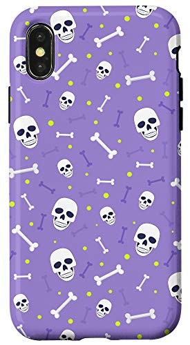 iPhone XXS Halloween Skeleton Head Skull Print Violet Background Phone Case