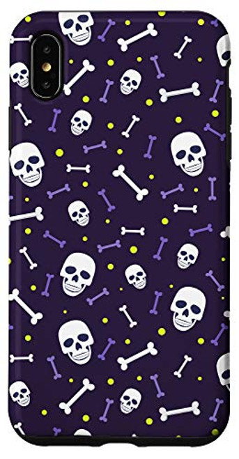 iPhone XS Max Halloween Skull Skeleton Head Bone Print Design Violet Phone Case