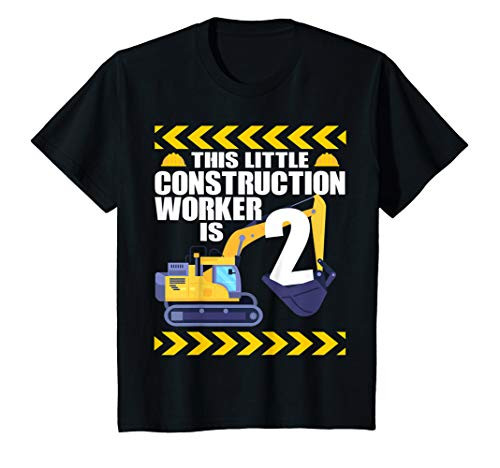 Kids 2 Year Old Construction Birthday Themed Party 2nd Boy Gift T-Shirt