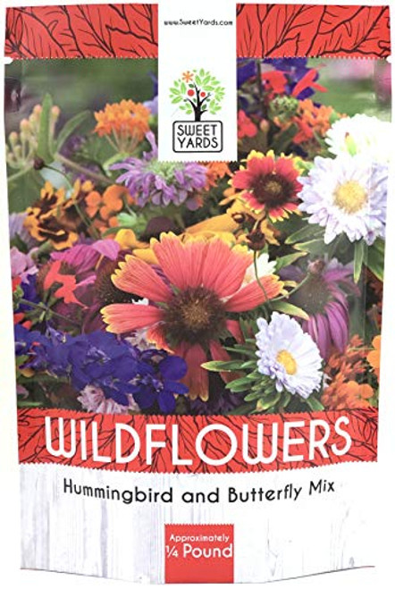 Bulk Wildflower Seeds Butterfly and Humming Bird Mix - 14 Pound Bag - Over 30000 Open Pollinated Annual and Perennial Seeds