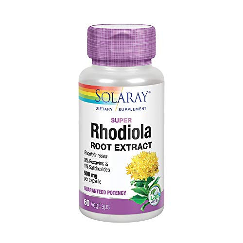 Solaray Super Rhodiola Root Extract 500mg Herbal Adaptogen for Healthy Stress Energy Support Guaranteed Potency Non-GMO Vegan 60 VegCaps Solaray Super Rhodiola Root Extract 500mg Herbal Adaptogen for Healthy Stress Energy Support Guaranteed Potency Non-GMO Vegan 60 VegCaps
