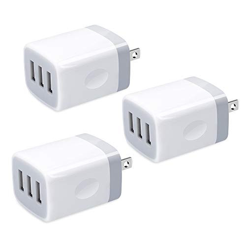 USB Phone Charger Adapter, GiGreen 5V 3.1A Charging Station 3 Port Block Plug Outlet Box 3 Pack Travel Charging Cube Compatible Samsung S9+ S8 S7 Edge, Note 9 8 7, Nexus, LG G5, Google Pixel, Sony