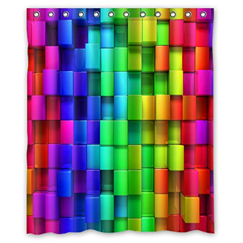 FMSHPON Rainbow Boxes Colorful Block Brick Futuristic Geometric Artisan Waterproof Polyester Fabric Shower Curtain 60x72 Inch FMSHPON Rainbow Boxes Colorful Block Brick Futuristic Geometric Artisan Waterproof Polyester Fabric Shower Curtain 60x72 Inch