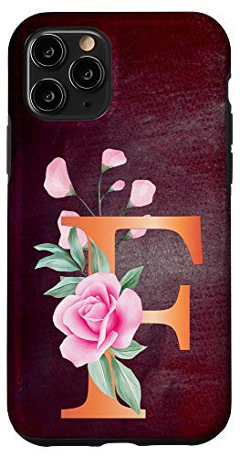 iPhone 11 Pro Letter F Alphabet Pink Flower Monogram Case