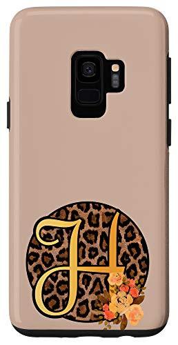 Galaxy S9 Leopard Print Floral Monogram H Letter Initial Cheetah Women Case