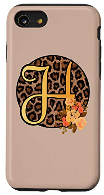 iPhone SE 2020  7  8 Leopard Print Floral Monogram H Letter Initial Cheetah Women Case
