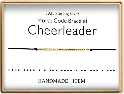 Morse Code Bracelet Cheerleader Bracelet 925 Sterling Silver Handmade 14K Real Gold Plated Bead Adjustable String Bracelets Birthday Gifts for Cheerleader Morse Code Bracelet Cheerleader Bracelet 925 Sterling Silver Handmade 14K Real Gold Plated Bead Adjustable String Bracelets Birthday Gifts for Cheerleader