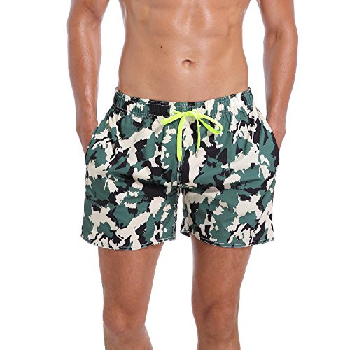 QRANSS Mens Quick Dry Swim Trunks Bathing Suit Beach Shorts Camo