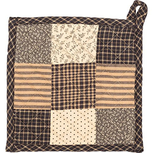 VHC Brands Classic Country Primitive Tabletop & Kitchen - Kettle Grove Black Patchwork Blocks Pot Holder VHC Brands Classic Country Primitive Tabletop & Kitchen - Kettle Grove Black Patchwork Blocks Pot Holder