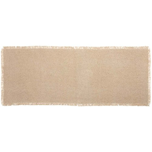 VHC Brands Farmhouse Holiday Tabletop & Kitchen-Burlap Vintage White Runner, 13" x 36", Tan