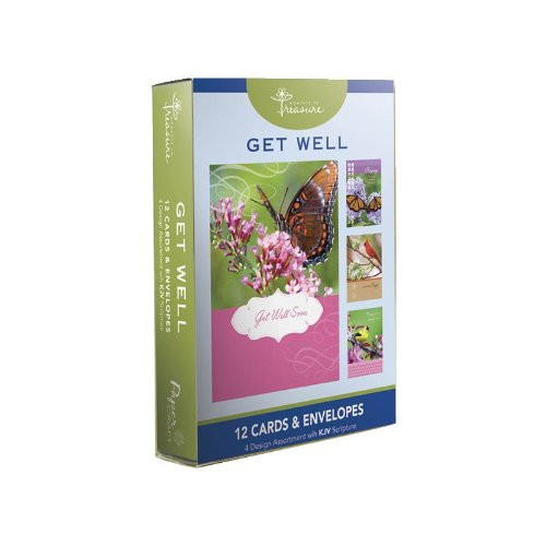 12 Pack Boxed Set of Butterfly Get Well Cards Bulk with KJV Scripture  Butterflies Greeting Cards Sick for Her for Him Flowers