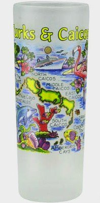 Turks & Caicos Map Frosted Shooter Shot Glass