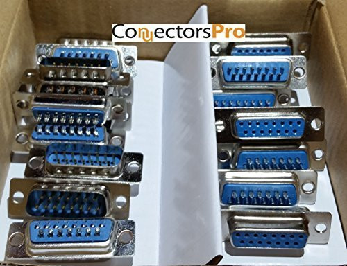 Pc Accessories - Connectors Pro 10 Pairs DB15 Male and Female D-Sub 15P Solder Type Connector, 20-Pack (10 male + 10 female)