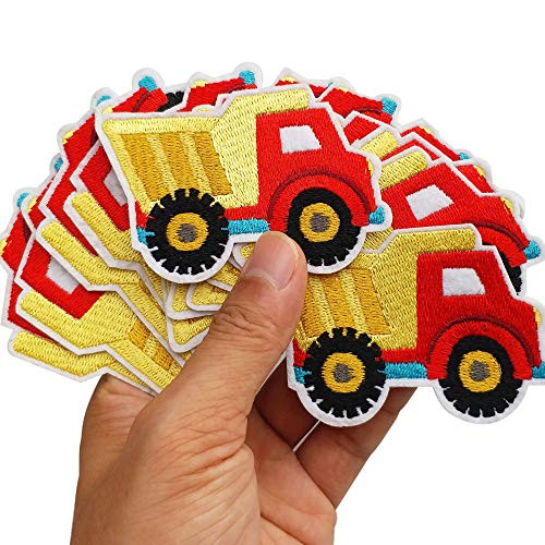 3_1x2_2 12pcs Construction Truck Iron On Sew On Embroidered Patches Appliques Machine Embroidery Needlecraft Sewing Kids Boys Child Projects