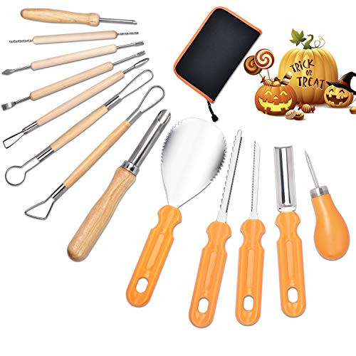 Pumpkin Carving Kits for Halloween 13 Pcs Heavy Duty Stainless Steel Carving Tools with Handbag for Pumpkin Decoration Jack-O-Lantern Carving Pumpkin Carving Kits for Halloween 13 Pcs Heavy Duty Stainless Steel Carving Tools with Handbag for Pumpkin Decoration Jack-O-Lantern Carving