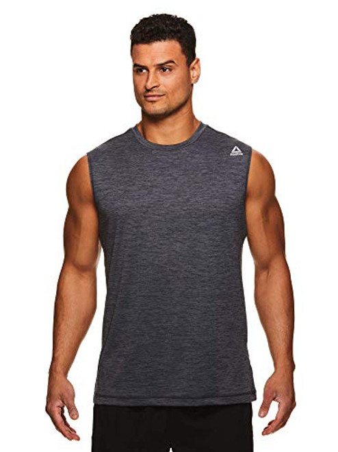 Reebok Mens Muscle Tank Top - Sleeveless Workout   Training Activewear Gym Shirt - Sprint Ebony Heather Grey Small