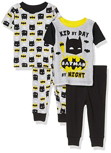 DC Comics Boys 4-Piece Cotton Pajama Set Kid Batman 12M