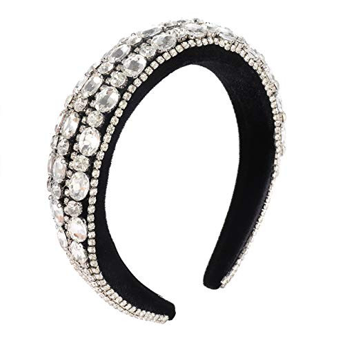 Rhinestone Padded Headbands for Women Rainbow Baroque Crystal Embellished Hairband Sparkly Wide Velvet Bejewelled Hair Hoop for Girls Party Wedding Bridal Headpiece Rhinestone Padded Headbands for Women Rainbow Baroque Crystal Embellished Hairband Sparkly Wide Velvet Bejewelled Hair Hoop for Girls Party Wedding Bridal Headpiece