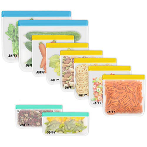Reusable Food Storage Bags 10 Pack BPA Free Reusable Freezer Bags2 Reusable Gallon Bags  6 Reusable Sandwich Bags  2 Reusable Snack Bags