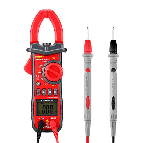 BDMETER Digital Clamp Multimeter Auto range Clamp Meter Electronic AC DC Voltage AC Current Resistance Diode Tong Tester and Continuity Test Meter with Backlight LCD Display Flashlight