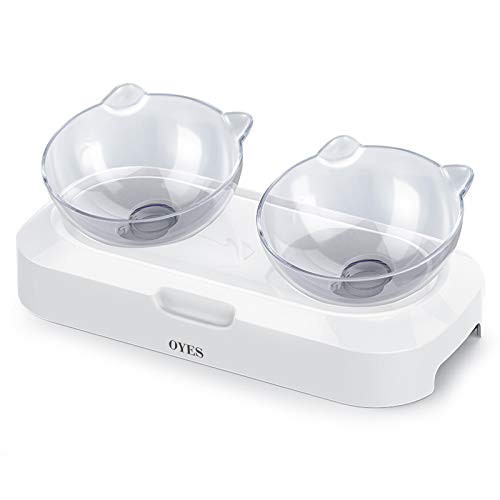 OYES Elevated cat Bowls15Tilted Raised Cat Food and Water Bowl Pet Feeder Bowls for Cat and Small Dog Double Bowls OYES Elevated cat Bowls15Tilted Raised Cat Food and Water Bowl Pet Feeder Bowls for Cat and Small Dog Double Bowls