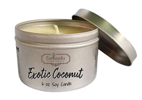 EXOTIC COCONUT Natural Soy Wax 6 oz_ Tin Candle long 40 hour burn time