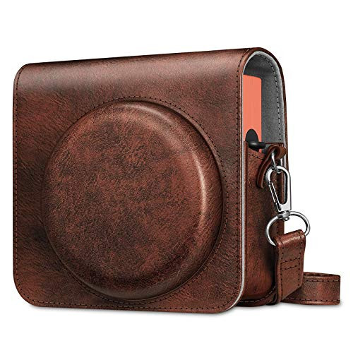 Fintie Protective Case for Fujifilm Instax Square SQ1 Instant Camera - Premium Vegan Leather Bag Cover with Removable Adjustable Strap Vintage Brown