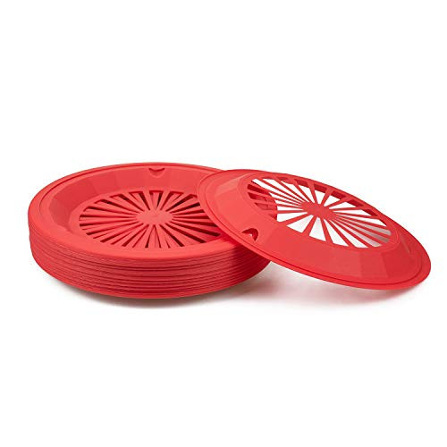 Fasmov 24 Pack 10 inches Reusable Plastic Paper Plate Holders Red