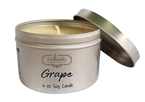 GRAPE Natural Soy Wax 6 oz_ Tin Candle long 40 hour burn time