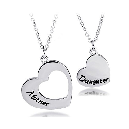 KUIYAI Silver Mother Daughter Necklaces for 2 Engraved Matching Heart Mom Daughter Gift for Her Mom Daughter Necklace Set S KUIYAI Silver Mother Daughter Necklaces for 2 Engraved Matching Heart Mom Daughter Gift for Her Mom Daughter Necklace Set S