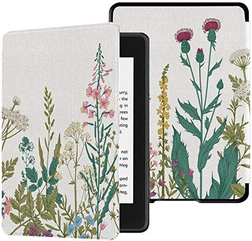 Colorful Star Slimshell Case for Kindle Paperwhite 10th Generation 2018 - PU Leather Kindle Paperwhite Covers for All-New Kindle Paperwhite E-Reader - Colorful Plants