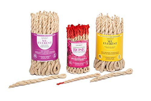 Aromatherapy Set of 3 Tibetan Home Made Rose Rope Incense Himalayan Cedar Sandalwood 100  Handmade by Rural Nepali Women Himalayan Cedar Sandalwood and Rose