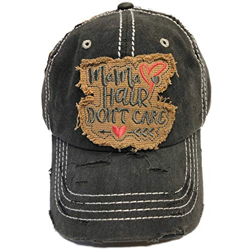 4350 DISTRICT Mama Hair Dont Care Womens Cotton Baseball Hat Black 4350 DISTRICT Mama Hair Dont Care Womens Cotton Baseball Hat Black