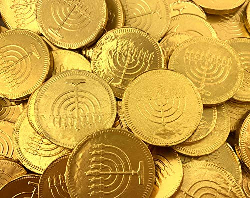 LaetaFood Gerrits Chanukah Gelt Gold Wrap Belgian Milk Chocolate Coins Candy 1 Pound Pack