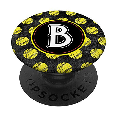 Gift for Girl Softball Player Initial B Letter Monogram B PopSockets Grip and Stand for Phones and Tablets