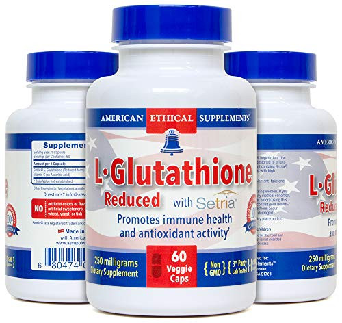 L-Glutathione with Setria® 250 mg - 60 Veggie Caps  Immune   Antioxidant Activity_ Enhanced with Vitamin C to Increase Blood Levels of glutathione