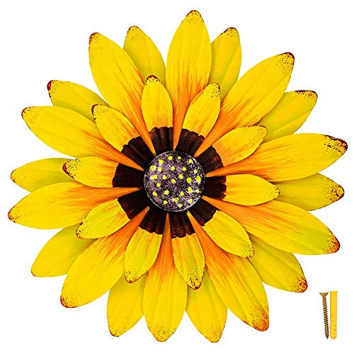 ZOOLMEEAN Large Metal Flower Wall Art Decor Retro Iron Sunflower Sculpture Garden Hanging Decoration for Balcony Patio Porch Home Yard Indoor Outdoor 12 Inch Yellow A ZOOLMEEAN Large Metal Flower Wall Art Decor Retro Iron Sunflower Sculpture Garden Hanging Decoration for Balcony Patio Porch Home Yard Indoor Outdoor 12 Inch Yellow A