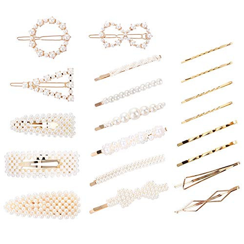 Milacolato 20 Pcs Pearl Hair Clips Artificial Pearl Hair Pins for Women Elegant Handmade Fashion Hair Accessories Pearl Hair Clips for Party Wedding Daily
