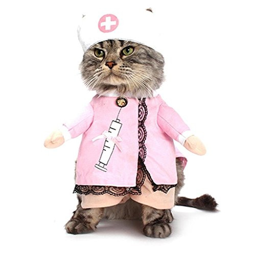 PetBoBo Pet Dog Cat Nurse Costume Dog Pink Clothes Cat Funny Apparel Halloween Party Fancy Costume M