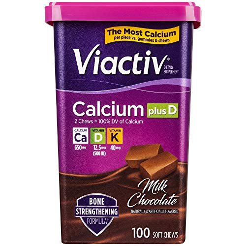 Viactiv Calcium Vitamin D3 Supplement Soft Chews Milk Chocolate 100 Chews