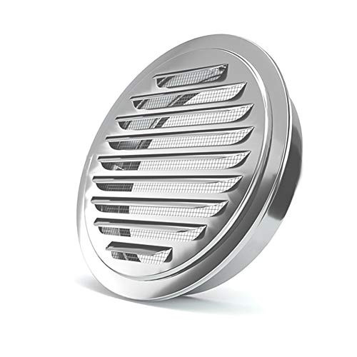 Round Soffit Vent Dryer Air Vent Cover 304 Stainless Steel Ventilation Outlet Louvered Wall Ventilation Cap Hood Duct Extractor Fan Weather Proof Louver Grille with Built-in Screen Mesh