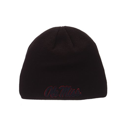 Zephyr Mississippi Ole Miss Rebels Black Edge Skull Cap - NCAA MSU Cuffless Winter Knit Beanie Toque Hat Zephyr Mississippi Ole Miss Rebels Black Edge Skull Cap - NCAA MSU Cuffless Winter Knit Beanie Toque Hat