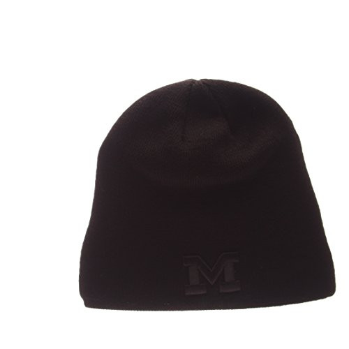 Zephyr Michigan Wolverines Blackout Edge Black Tonal Skull Cap - NCAA Cuffless Winter Knit Beanie Toque Hat Zephyr Michigan Wolverines Blackout Edge Black Tonal Skull Cap - NCAA Cuffless Winter Knit Beanie Toque Hat