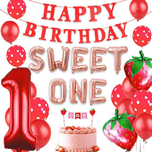 Funmemoir Strawberry 1st Birthday Party Supplies Berry Sweet One Birthday Party Decorations for Girl Sweet One Balloon Banner Cake Topper Happy Birthday Banner Funmemoir Strawberry 1st Birthday Party Supplies Berry Sweet One Birthday Party Decorations for Girl Sweet One Balloon Banner Cake Topper Happy Birthday Banner