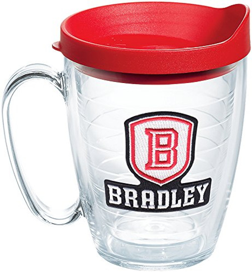 Tervis Bradley University Braves B Tumbler with Emblem and Red Lid 16oz Mug Clear