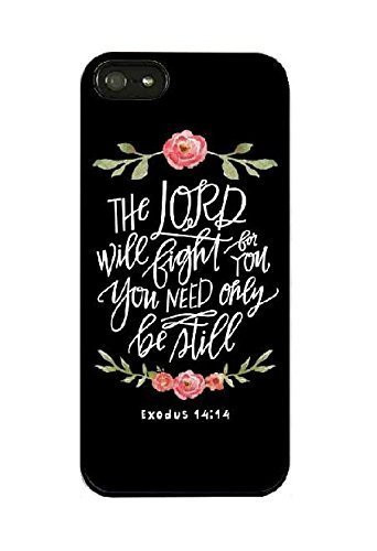 iPhone 8 Case,iPhone 7 Case,Flowers Roses Floral Girls Women Cute Motivational Inspirational Exodus 14:14 Lord Will Fight for You Bible Verse Scripture Quotes Black Rubber Case for iPhone 7/iPhone 8