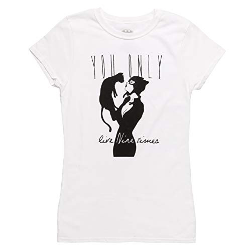 DC Comics Catwoman You Only Live Nine Times Juniors T-Shirt - White Medium