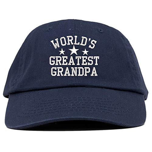 TOP LEVEL APPAREL Worlds Greatest Grandpa Embroidered Low Profile Soft Cotton Baseball Cap Navy TOP LEVEL APPAREL Worlds Greatest Grandpa Embroidered Low Profile Soft Cotton Baseball Cap Navy